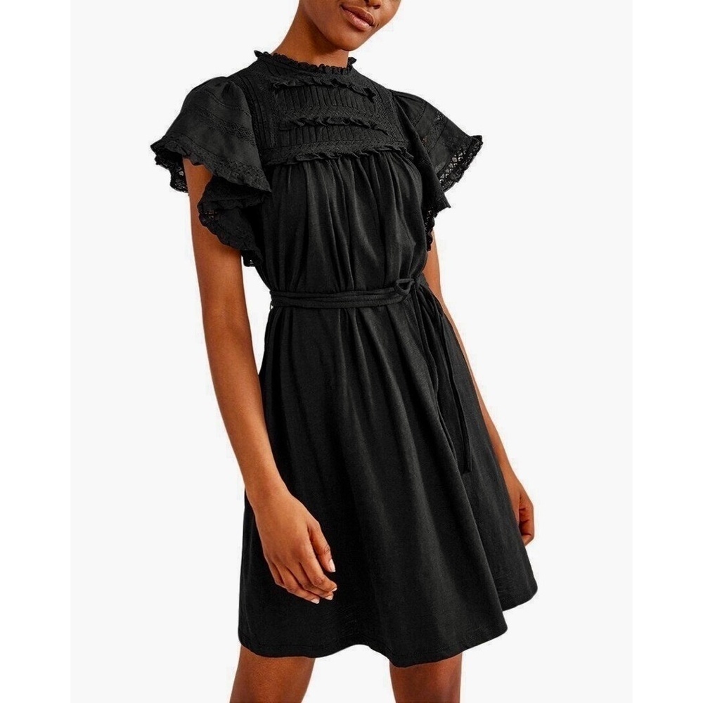 Boden Black Lace Trim Dress